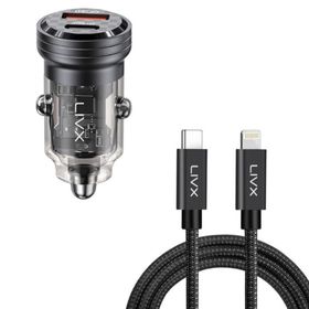 LivX Transparent 45W PD/QC Mini Araç Şarj Cihazı ve 1 m iPhone Hızlı Şarj Kablosu