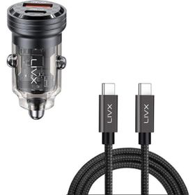 LivX Transparent 45W PD/QC Mini Araç Şarj Cihazı ve 50 cm Hızlı Şarj ve Data Kablosu