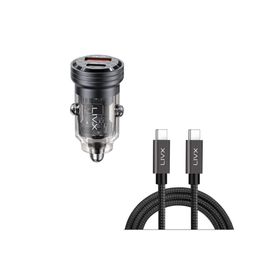 LivX Transparent 45W PD/QC Mini Araç Şarj Cihazı ve 50 cm Hızlı Şarj ve Data Kablosu