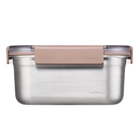 Locknlock Paslanmaz Çelik 1.5 lt - Kahverengi Dörtgen Kilitli Fırın & Saklama Kabı