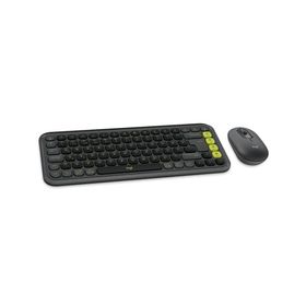 Logitech 920-013075 POP Icon Combo Siyah Yeşil Lazer Kablosuz Türkçe Q Klavye Mouse Set