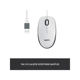 Logitech B100 Optik USB Beyaz Mouse