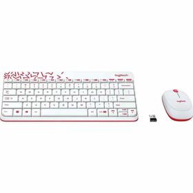 Logitech MK240 Nano Beyaz Kırmızı Kablosuz Klavye ve Mouse