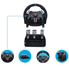 Logitech Siyah PS4/PS3/PC/Mac - UK Fiş G 29 Driving Force Oyun Yarış Bisikleti İki Motor Force Feedback 900° Direksiyon Alanı Deri Direksiyon Ayarlanabilir Pasanmaz Çelik Zemin Pedalı