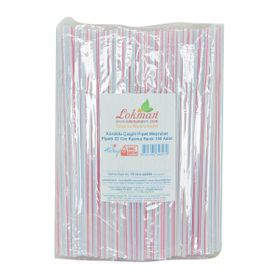 LokmanAvm Körüklü Çizgili Karma Renk 22 cm 150 Adet Pipet