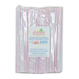 LokmanAvm Körüklü Çizgili Karma Renk 22 cm 150 Adet Pipet