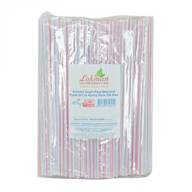 LokmanAvm Körüklü Çizgili Karma Renk 22 cm 150 Adet Pipet