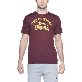 Lonsdale Regular Fit Altmodisches Weinrot Uzun Kollu Erkek Tişört