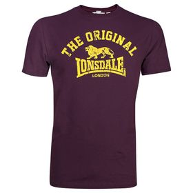 Lonsdale Regular Fit Altmodisches Weinrot Uzun Kollu Erkek Tişört