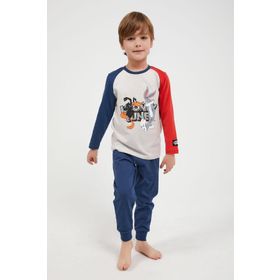 Looney Tunes Lisanslı Bej Melanj Erkek Çocuk Uzun Kol Pijama Takım