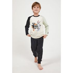 Looney Tunes Lisanslı Ekru Uzun Kol Erkek Çocuk Pijama Takım