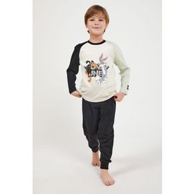 Looney Tunes Lisanslı Ekru Uzun Kol Erkek Çocuk Pijama Takım