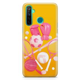 Lopard 520775 Realme 5 Pro Boks Eldiveni Tenis Desenli Arka Kapaklı Silikon Cep Telefonu Kılıf