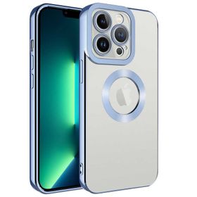 Lopard Açık Mavi iPhone 12 Pro Uyumlu Kamera Korumalı Logo Açık Silikon Kılıf