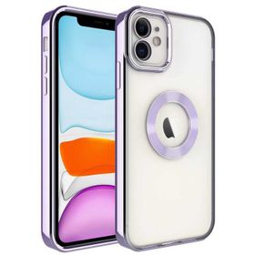 Lopard Lila iPhone 12 Uyumlu Kamera Korumalı Logo Açık Silikon Kılıf