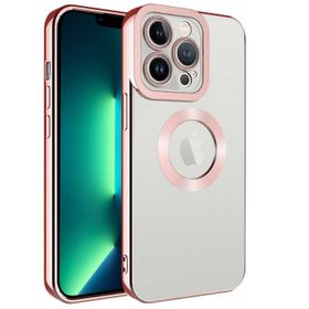 Lopard Roze Altın iPhone 12 Pro Uyumlu Kamera Korumalı Logo Açık Silikon Kılıf