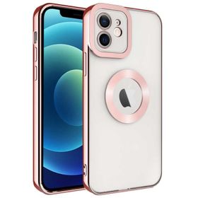 Lopard Roze Altın iPhone 12 Uyumlu Kamera Korumalı Logo Açık Silikon Kılıf