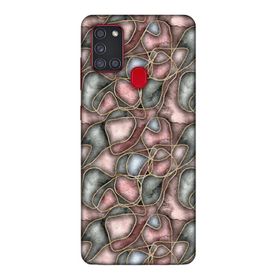 Lopard Samsung Galaxy A21s Uyumlu Romans Roze Altın Telefon Kılıfı