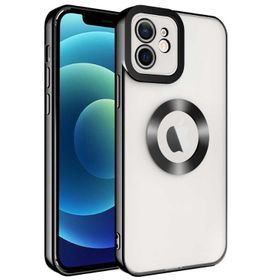 Lopard Siyah iPhone 12 Uyumlu Kamera Korumalı Logo Açık Silikon Kılıf