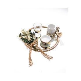 Lora Wedding Doğal Kurutulmuş Damat Kahvesi Tepsisi Takımı