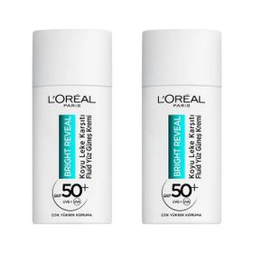 L’Oréal Paris 2x50 ml Bright Reveal Spf 50+ Koyu Leke Karşıtı Fluid Günlük Yüz Güneş Kremi Cilt Bakım Seti