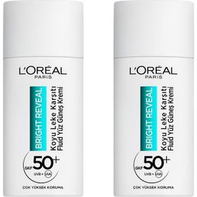 L’Oréal Paris 2x50 ml Bright Reveal Spf 50+ Koyu Leke Karşıtı Fluid Günlük Yüz Güneş Kremi Cilt Bakım Seti