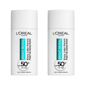 L’Oréal Paris 2x50 ml Bright Reveal Spf 50+ Koyu Leke Karşıtı Fluid Günlük Yüz Güneş Kremi Cilt Bakım Seti