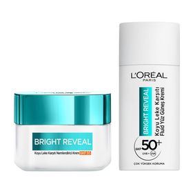 L’Oréal Paris Bright Reveal 50 ml Koyu Leke Karşıtı, Cilt Tonu Eşitleyici Spf50 Nemlendirici Krem Niasinamid & Spf 50+ 50 ml Koyu Leke Karşıtı Fluid Günlük Yüz Güneş Kremi Cilt Bakım Seti