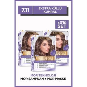 L'Oréal Paris Excellence 7.11 Ekstra Küllü Kumral 3'lü Saç Boyası