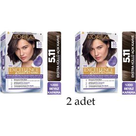 L'Oréal Paris Excellence Cool Creme 5.11 Ekstra Küllü Açık Kahve 2 Adet Saç Boyası
