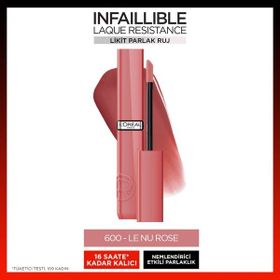 L'Oréal Paris Infaillible Laque Resistance 600 Le Nu Rose Likit Parlak Ruj