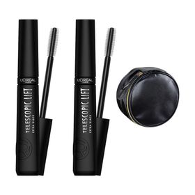 L'Oréal Paris Telescopic Lift Extra Black 2'li Maskara Makyaj Çantası Makyaj Seti