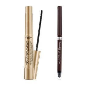 L'Oréal Paris Telescopic Maskara Siyah Infaillible Automatic Jel Göz Kalemi Kahverengi Makyaj Seti
