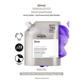 L'Oréal Professionnel Paris Serie Expert Silver Çok Açık Sarı Gri ve Beyaz Saçlar İçin 500 ML Refill Renk Dengeleyici Mor Şampuan