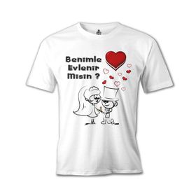 Lord T-Shirt Benimle Evlenir misin? Beyaz Erkek T-shirt