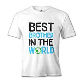 Lord T-Shirt Beyaz Yazı Best Brother İn The World Erkek T-shirt