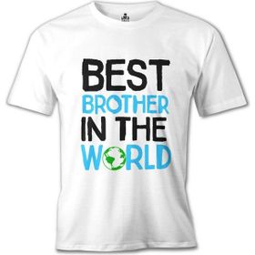 Lord T-Shirt Beyaz Yazı Best Brother İn The World Erkek T-shirt