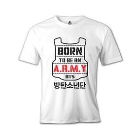 Lord T-Shirt BTS - Born to be an Army Beyaz Erkek T-shirt
