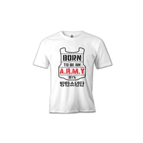 Lord T-Shirt BTS - Born to be an Army Beyaz Erkek T-shirt