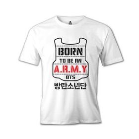Lord T-Shirt BTS - Born to be an Army Beyaz Erkek T-shirt