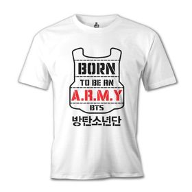 Lord T-Shirt BTS - Born to be an Army Beyaz Erkek T-shirt