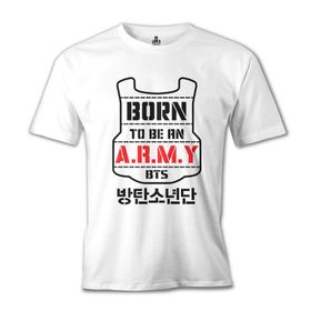 Lord T-Shirt BTS - Born to be an Army Beyaz Erkek T-shirt