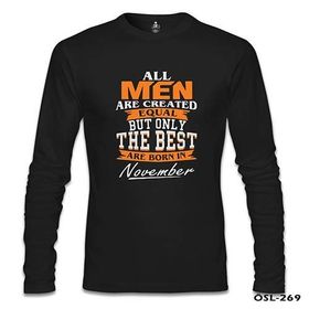 Lord T-Shirt Burç Born in November Equal Erkek Siyah Sweatshirt O