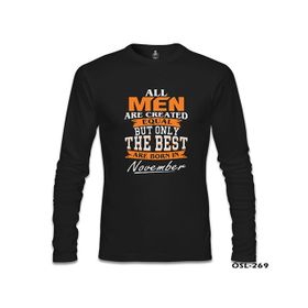 Lord T-Shirt Burç Born in November Equal Erkek Siyah Sweatshirt O