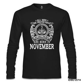Lord T-Shirt Burç Born in November Men Erkek Siyah Sweatshirt