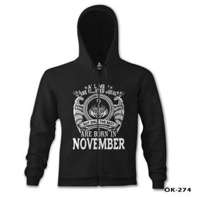 Lord T-Shirt Burç Born in November Men Erkek Siyah Sweatshirt