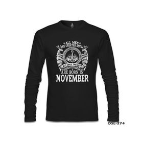 Lord T-Shirt Burç Born in November Men Erkek Siyah Sweatshirt