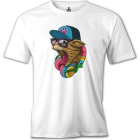 Lord T-Shirt Cat Headphone Müzik Beyaz Erkek T-shirt