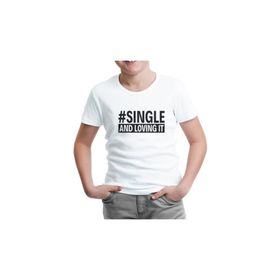 Lord T-Shirt ÇB-909 Beyaz Single And Loving It Erkek Çocuk T-shirt