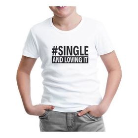 Lord T-Shirt ÇB-909 Beyaz Single And Loving It Erkek Çocuk T-shirt